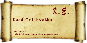 Kozári Evetke névjegykártya